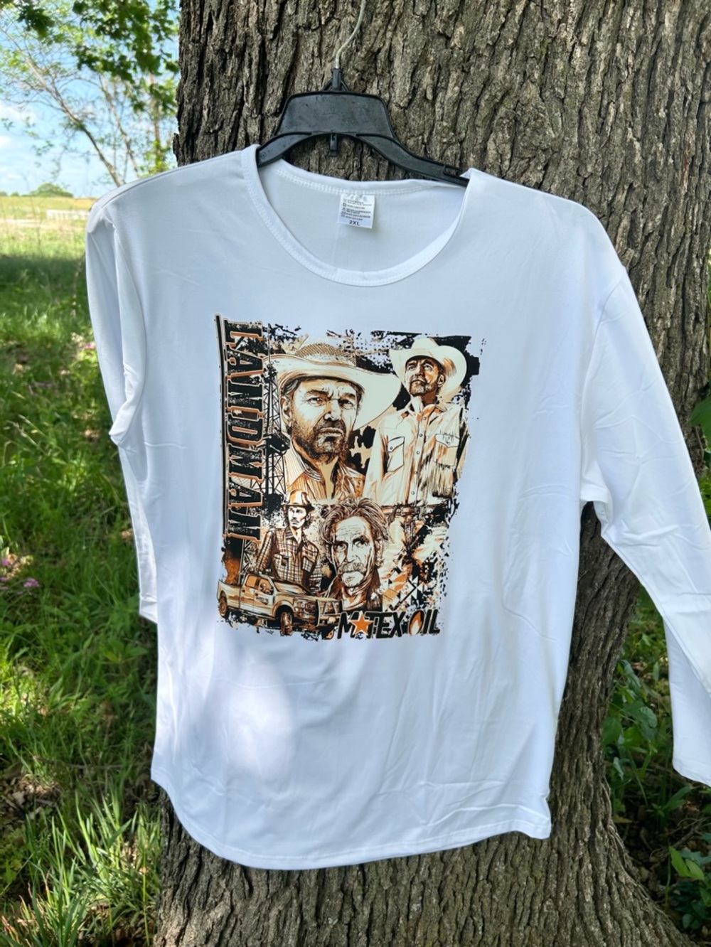 Womens White Long-Sleeve Graphic Shirt - Landman series print